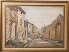 Hurard, Joseph (1887 - 1956), "Rue de la Monnier" in Avignon, Öl/Pressholz, re. u. sign.,rs. bez.,