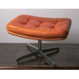 Vintage Ottomane-Fußhocker (wohl 1960/70er Jahre), Eames Era, Unterbau aus Metall,verchromt, Auflage