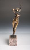 Peleschka, Franz (1873 - ?), Frauenakt / Dancing Woman, Bronze auf Marmorsockel, um 1900,auf Plinthe