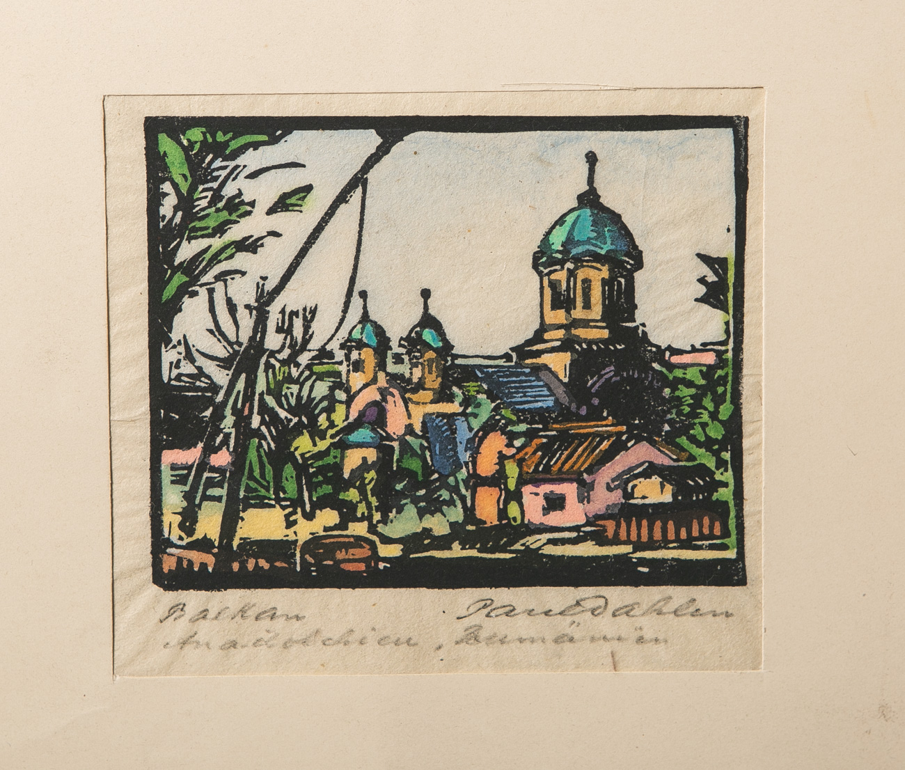 Dahlen, Paul (1881-1954), bez. "Balkan", wohl Holzschnitt (koloriert), unten rechtshandsigniert