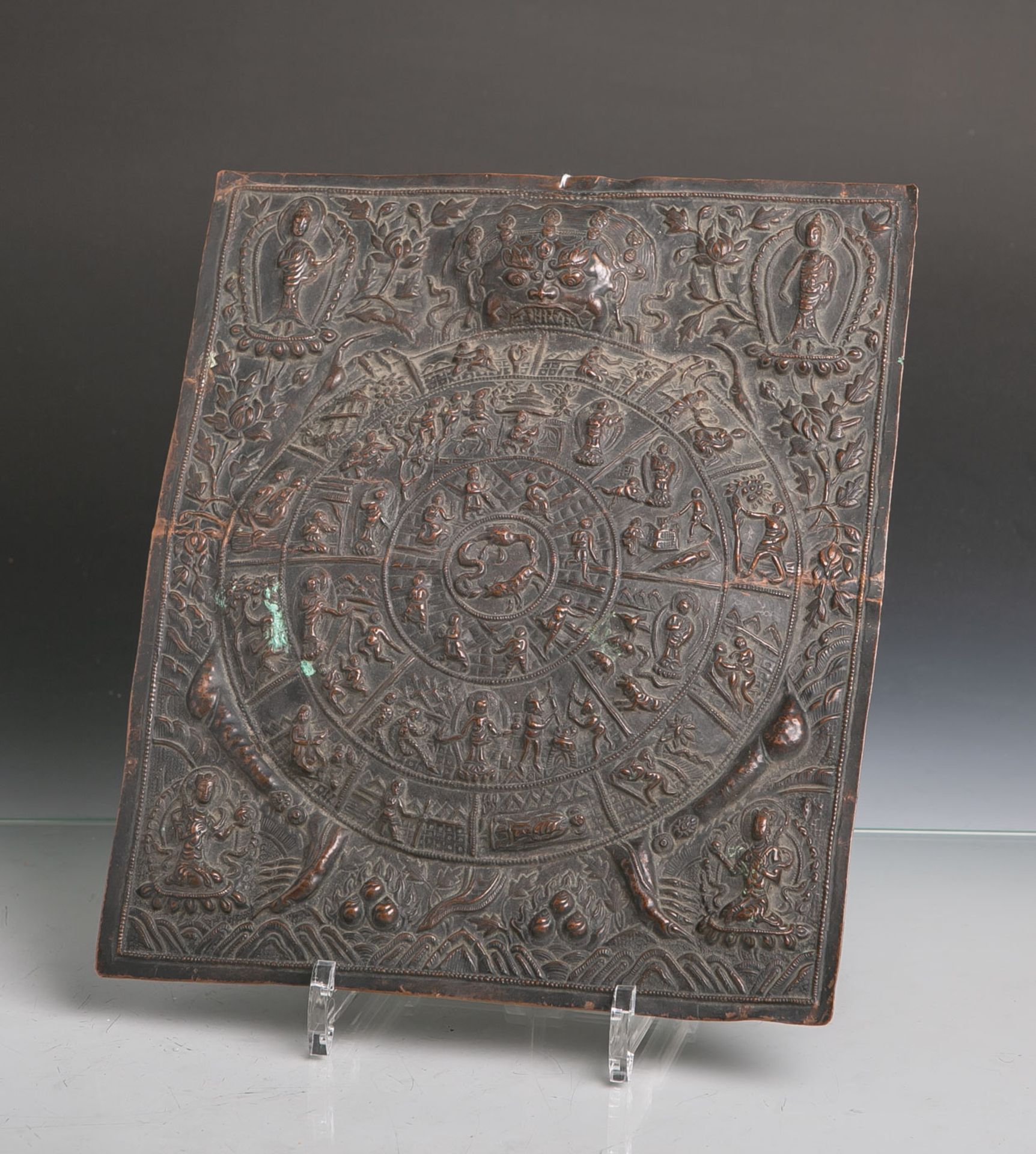 Samsara (Alter unbekannt), gearbeitet aus Kupferblech, Bezeichnung für den immerwährendenZyklus