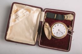 Junghans-Herrentaschenuhr (wohl um 1910/20), mit Sprundeckel aus 585 GG, mit Uhrenzipfel(Double), im