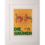 Beuys, Joseph (1921 - 1986), "Die Grünen", Farboffsetdruck, handsign., ca. 14,5 x 10 cm,PP, hinter
