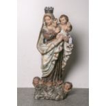 Holzfigur Madonna m. Jesusknaben (wohl Italien, 18./19. Jahrhundert), vollplastischgeschnitzt,