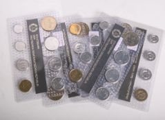 5x DDR-Kursmünzsatz (1989), 1 Pfennig bis 5 Mark (8,86 Mark), Münzprägestätte: A,eingeschweißt. PP.