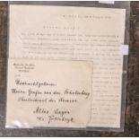 Brief vom Kaiserlich Deutschen General-Konsulat Warschau an den Grafen von der