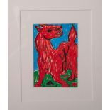 Penck, A.R. (1930 - 2017), "Rotes Pferd, trächtig", 1996, Farboffsetdruck, mittig u.handsign., ca.