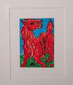 Penck, A.R. (1930 - 2017), "Rotes Pferd, trächtig", 1996, Farboffsetdruck, mittig u.handsign., ca.