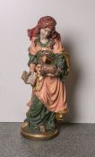 Holzfigur der wohl Heiligen Agnes (20. Jahrhundert), vollplastisch geschnitzt, polychromeFassung,