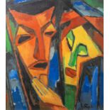 Schmidt-Rottluff, Karl (Rottluff 1884-1976 Berlin), abstrakte Gesichter, Farbdruck, ca. 67x 59 cm,