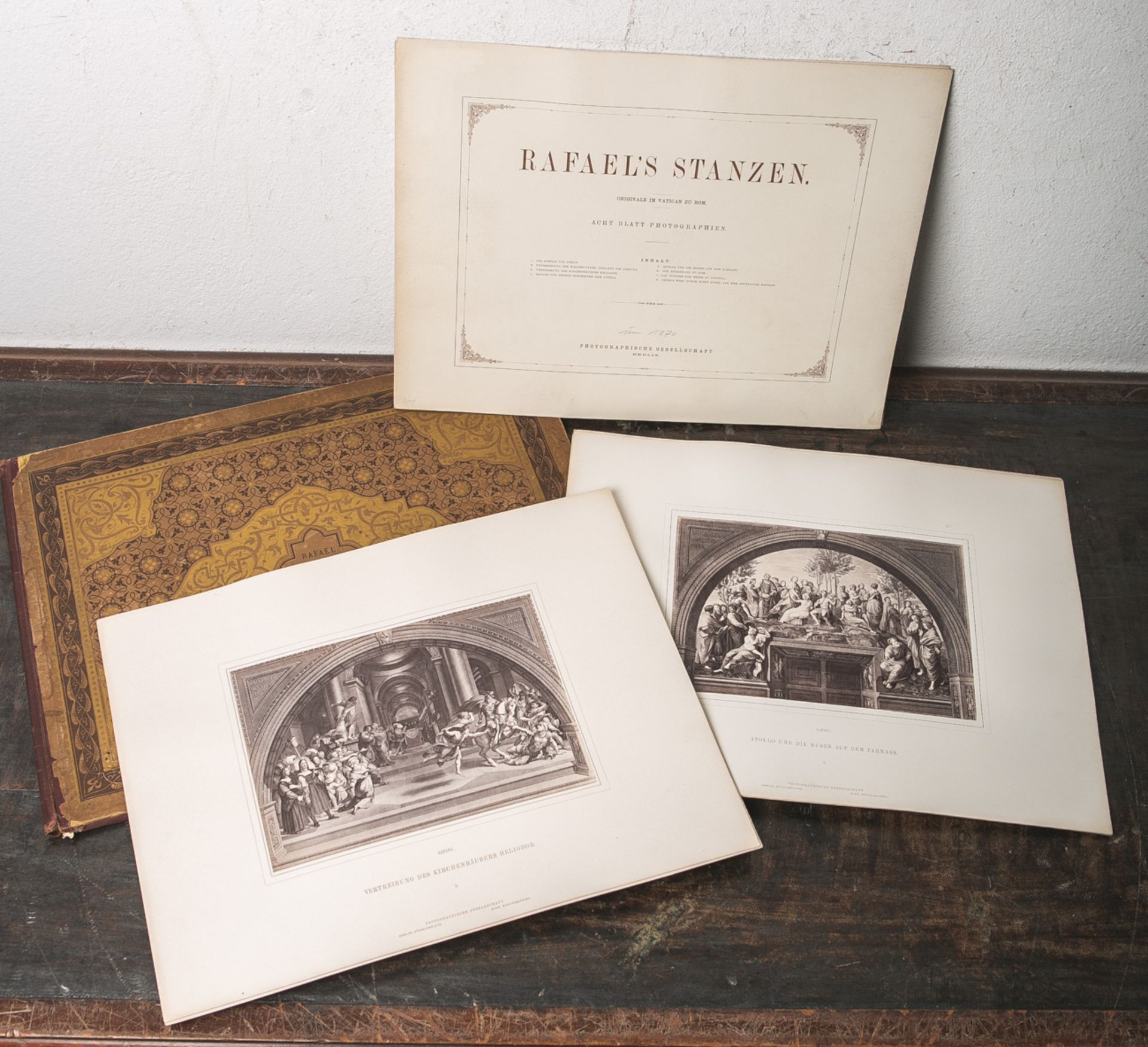 Mappe "Rafael Stanzen-Originale im Vatican zu Rom", acht Blatt Photographien,Photographische