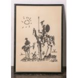 nach Picasso, Pablo (1881 - 1973), "Don Quichotte", Lithografie nach einerTuschezeichnung, in der