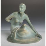 Sitzende Porzellanfigurine (Rosenthal, grüne Unterbodenstempelmarke, Entwurf von G.Schliepstein,