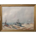 Mercadé, David (20. Jahrhundert), Fischerboote am Strand, Aquarell/Papier, re. u. sign. u.