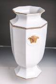 Versace-Vase (Rosenthal, schwarze Plakette, studio-linie), Modell "Gorgona", facettierter