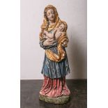 Holzfigur der Maria m. Jesusknaben (20. Jahrhundert), vollplastisch geschnitzt, polychrom