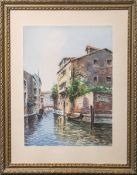 Unbekannter Künstler (wohl 19./20. Jahrhundert), Kanal in Venedig, Aquarellzeichnung,