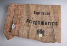Seltener Kriegsmarine-U-Boot-Leinensack (2. WK), Drittes Reich, Aufschrift "Eigentum
