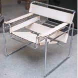 Wassily-Sessel nach einem Entw. von Marcel Breuer, Modell B3, Stahlrohr verchromt,