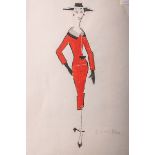 Unbekannter Künstler bzw. Modedesigner (20. Jahrhundert), Modeentwurfszeichnung,