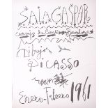 Ausstellungsplakat "Sala Gaspar-Dibujos de Picasso", Enero-Febrero 1961, ca. 70 x 50 cm.