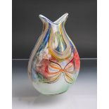Design-Vase aus Glas (wohl Schweden/Skandinavien, wohl 1950/60er Jahre), flache gedrückte