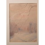 Vinnai, Eugen (1889 - 1961), winterliche Landschaft am Chimsee, Aquarell, re. u. sign. u.