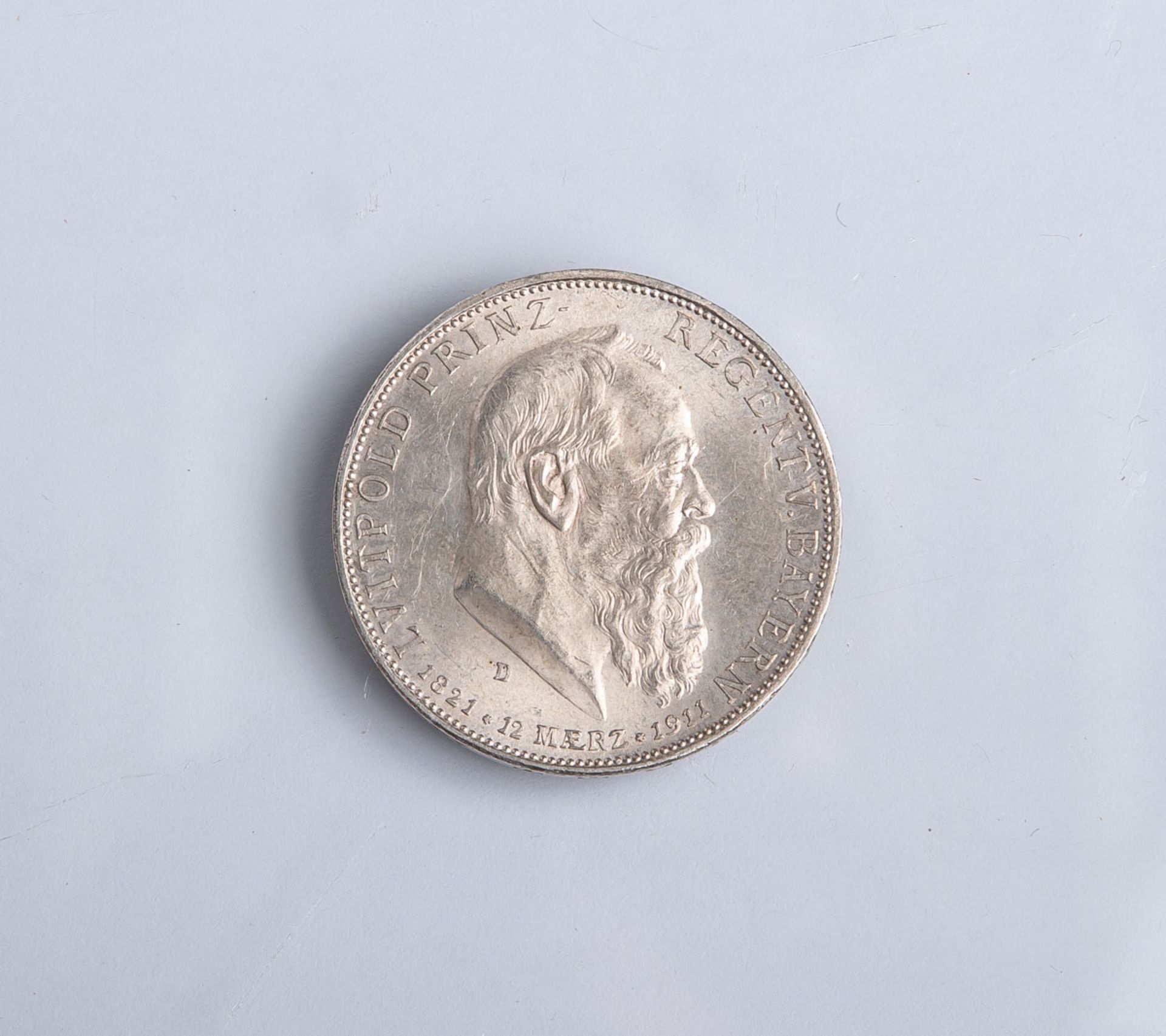5 Mark-Münze "Leopold Prinz u. Regent von Bayern" (Deutsches Reich, 1911), Silber,