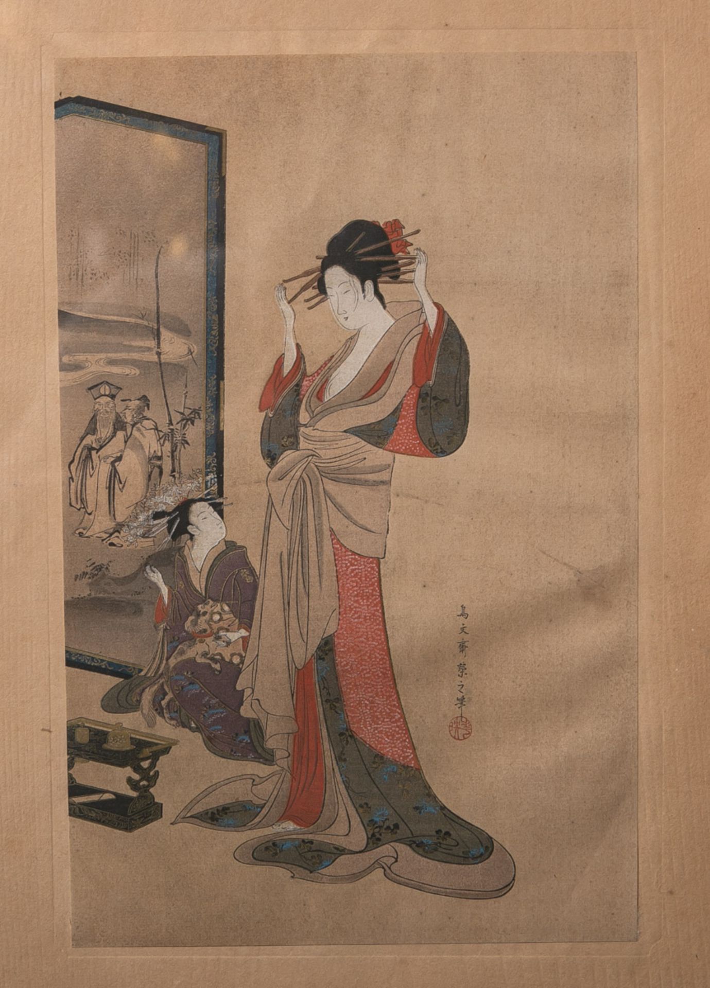 Unbekannter Künstler (wohl 18/19. Jahrhundert), wohl Darstellung einer Geisha und