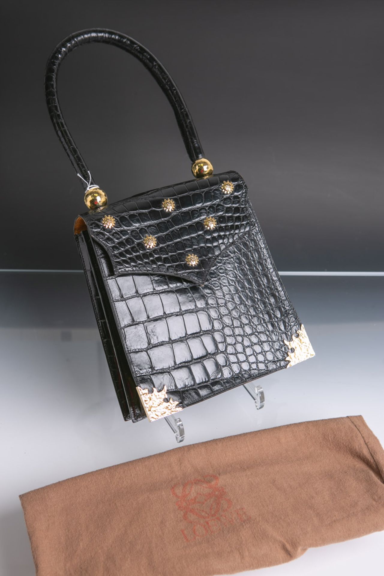 Elegante Damenhandtasche von Christian Lacroix (wohl 1990er Jahre) aus Krokoleder, mit