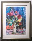 Jani (20./21. Jahrhundert), "Vase mit Blumen" (wohl 1988), Pastellzeichnung, rechts unten