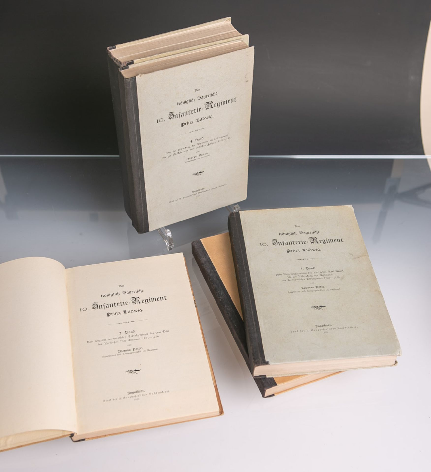 Konvolut von fünf Bänden "Das köngliche Bayerische 10. Infanterie-Regiment-Prinz Ludwig",