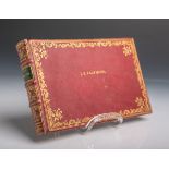 Altes Freundschaftsbuch (wohl 19. Jahrhundert), aus rotem Leder mit feinem Goldprägedekor,