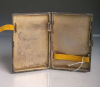 Visitenkartenbox, Metall versilbert, innen Widmung vom 01.03.1913, Gewicht ca. 9,5 x 6,5