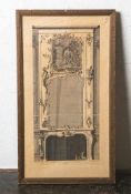Unbekannter Künstler (17. Jahrhundert), Entw. für einen Spiegel m. Konsole, Kupferstich,