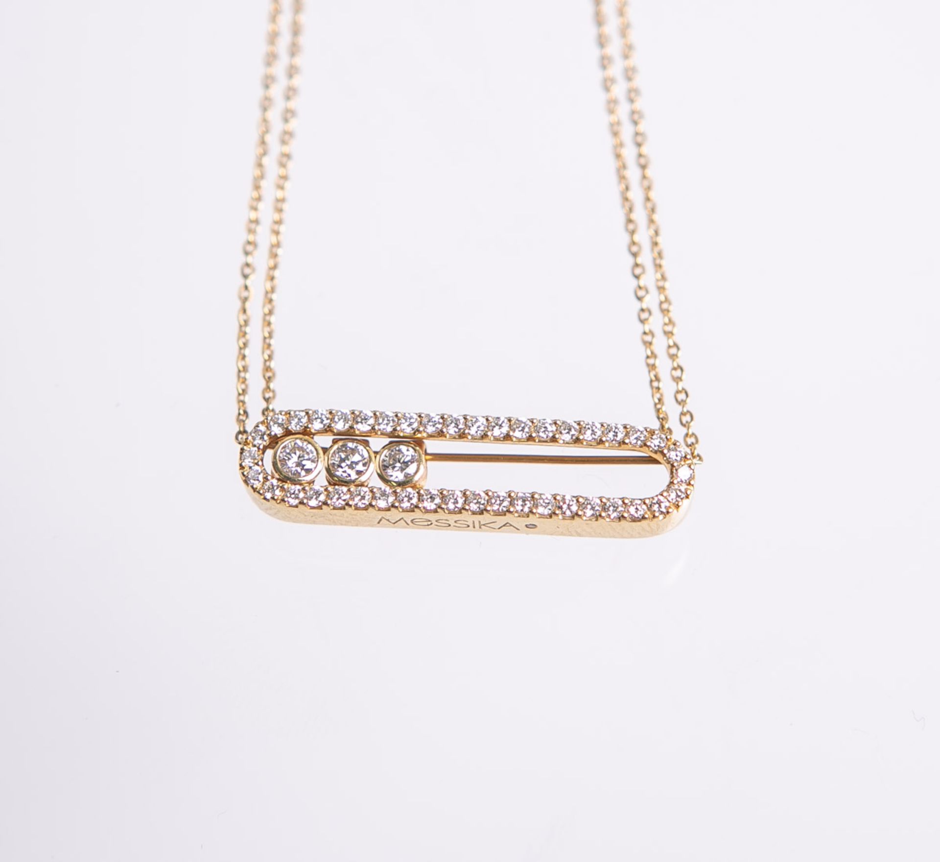 Collier 750 GG (Messika Paris), besetzt m. 45 Brillanten von zus. ca. 0.70 ct, davon