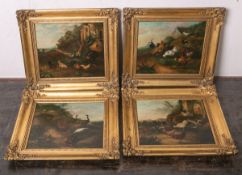 Unbekannter Künstler (18. Jahrhundert), 4 kleinformatige Gemälde, Öl/Eichenholz,