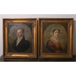 Unbekannter Künstler (19. Jahrhundert), 2 Biedermeier-Portraits, Öl/Lw., 1x Frau m. feiner