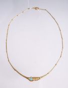 Collier 585 GG (Wagner u. Madler, Mainz), besetzt m. 1 kl. Brillant von ca. 0.05 ct u. 1