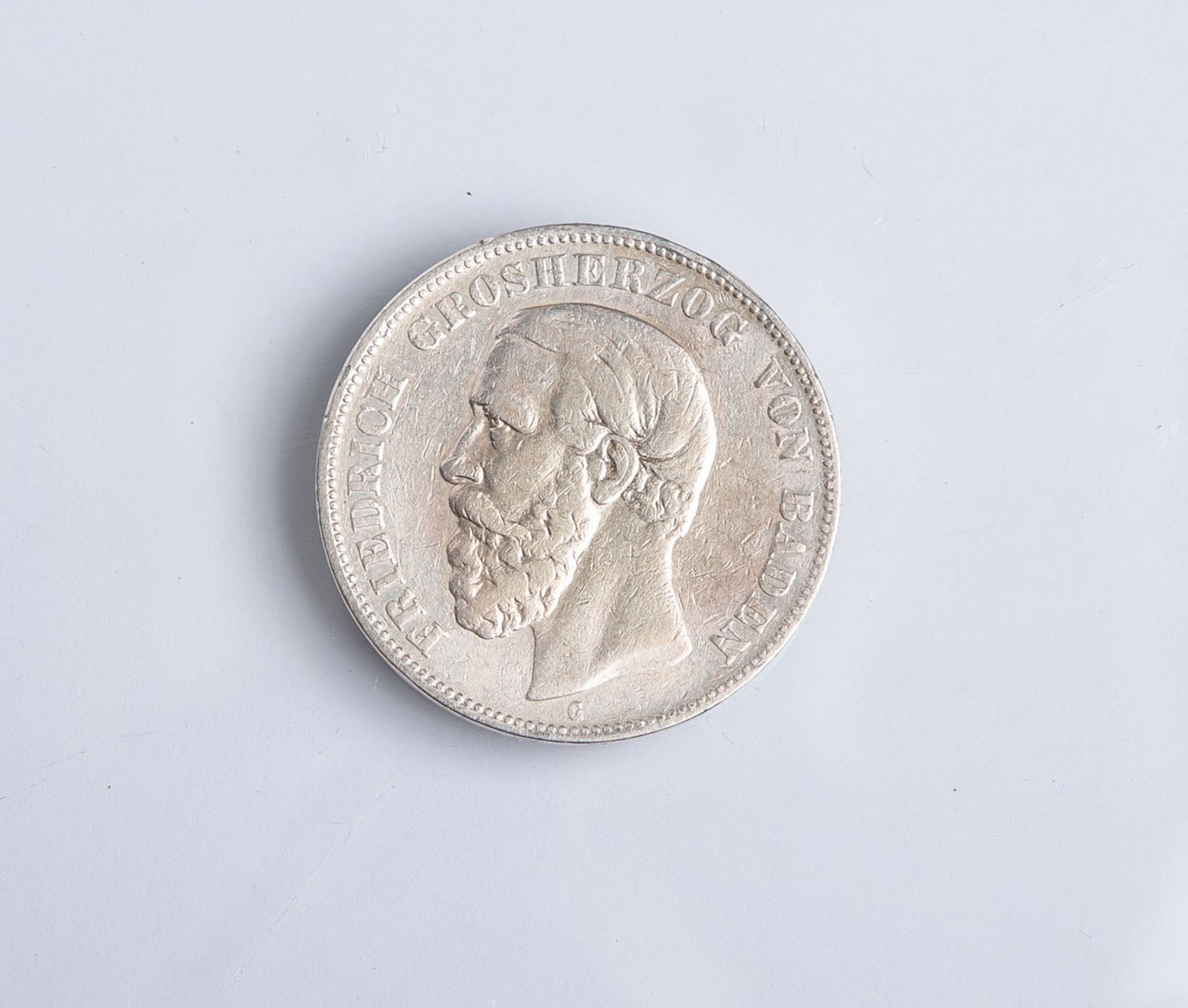 5 Mark-Münze "Friedrich Grosherzog von Baden" (Deutsches Reich, 1876), Silber,