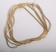 Konvolut von 3 Halsketten 585 GG (1960er Jahre), davon 1x m. Verschluss, gestempelt: