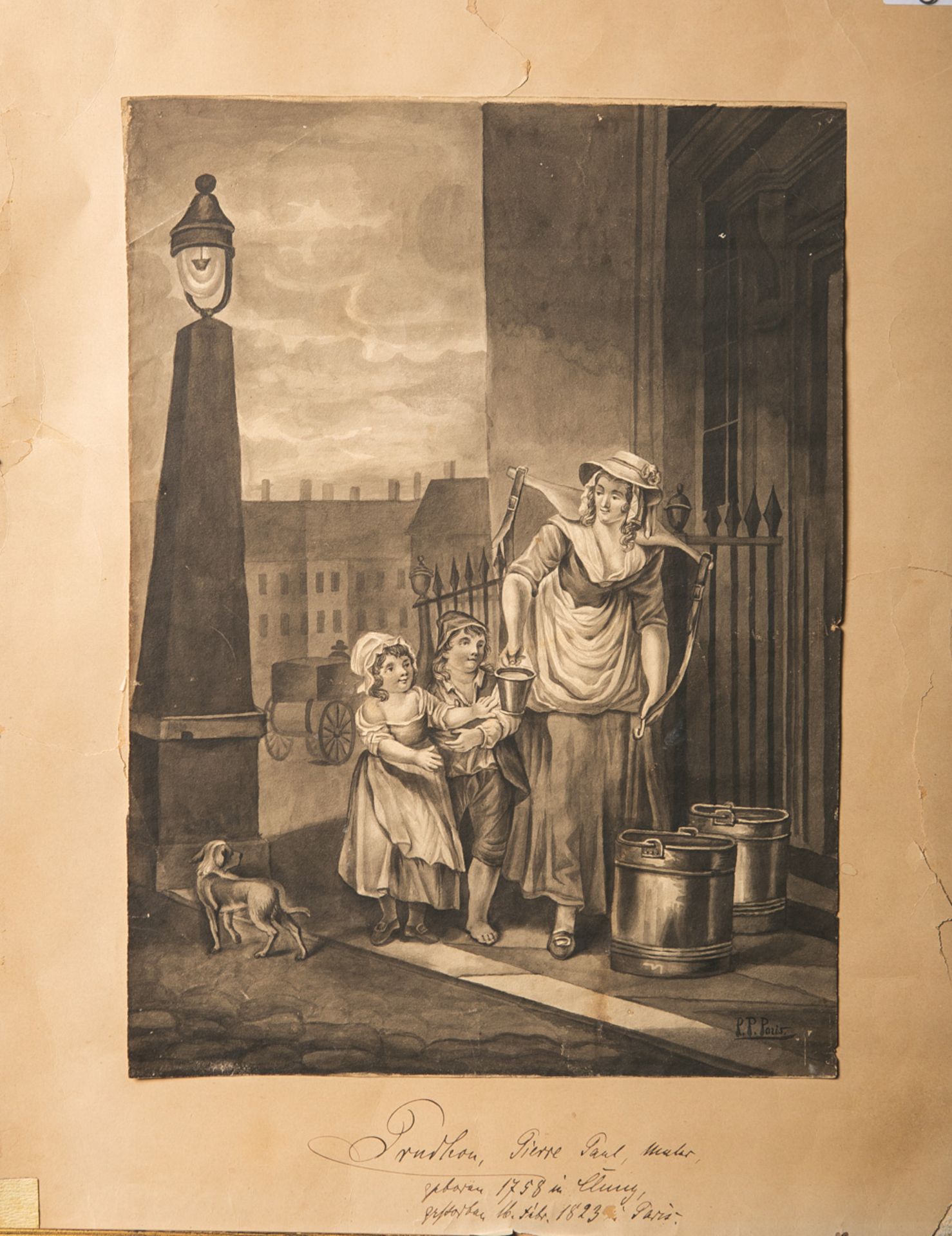 Prud'hon, Pierre-Paul (Cluny 1758-1823 Paris), Wasserträgerin mit Kindern in Paris,