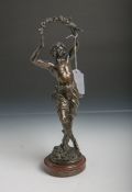 Moreau, Auguste (1861-1906), "Vendange", bronzierter Zinkguss, patiniert, rs. in Bronze