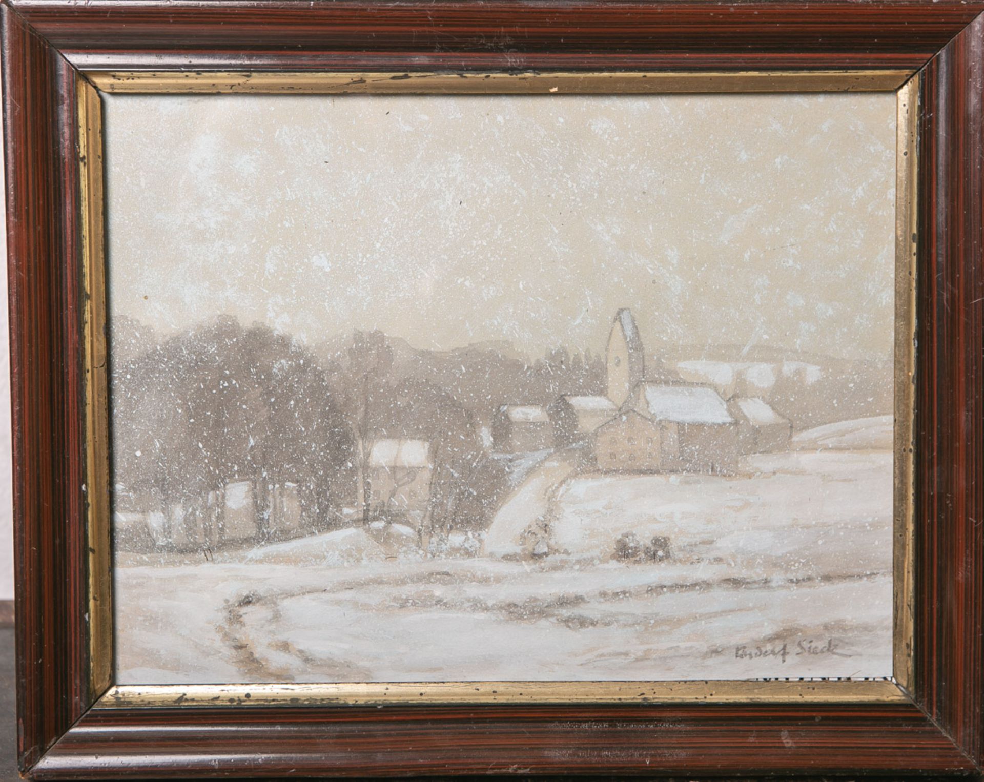 Sieck, Rudolf (1877 - 1957), winterliche Landschaft, Aquarell, re. u. sign., rs. bez. "St.