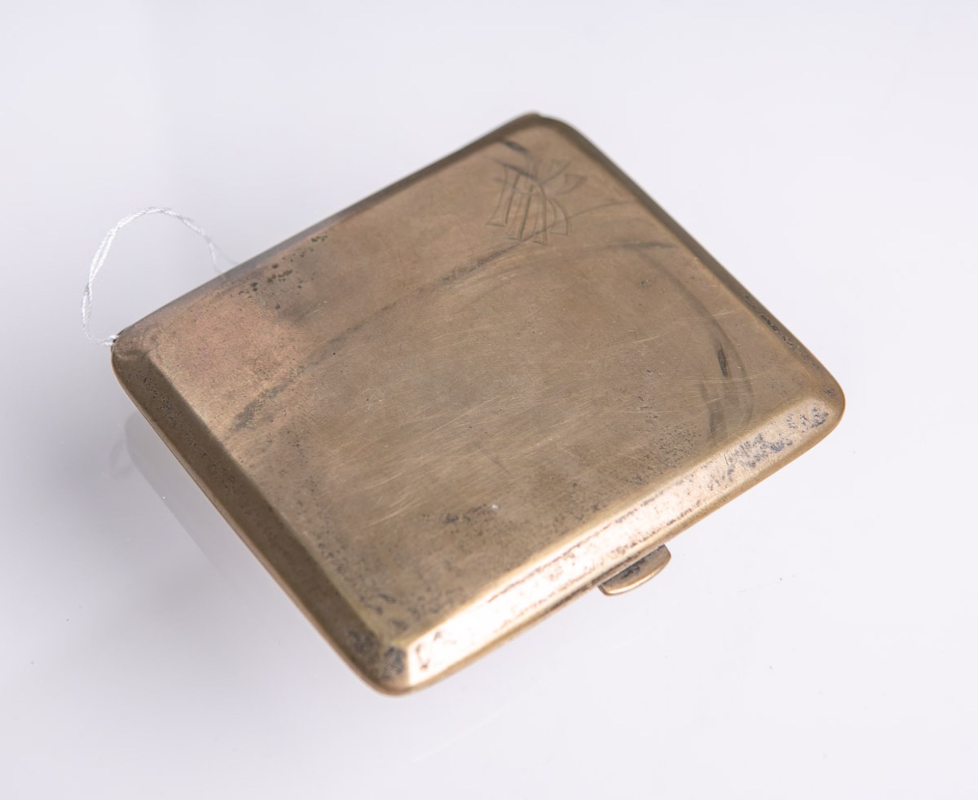 Altes Zigarettenetui 800 Silber (1. WK), Deckel mit eingraviertem Monogramm (wohl "KK"),
