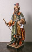 Holzfigur des Hl. Damians (20. Jahrhundert), vollplastisch geschnitzt, polychrom gefasst