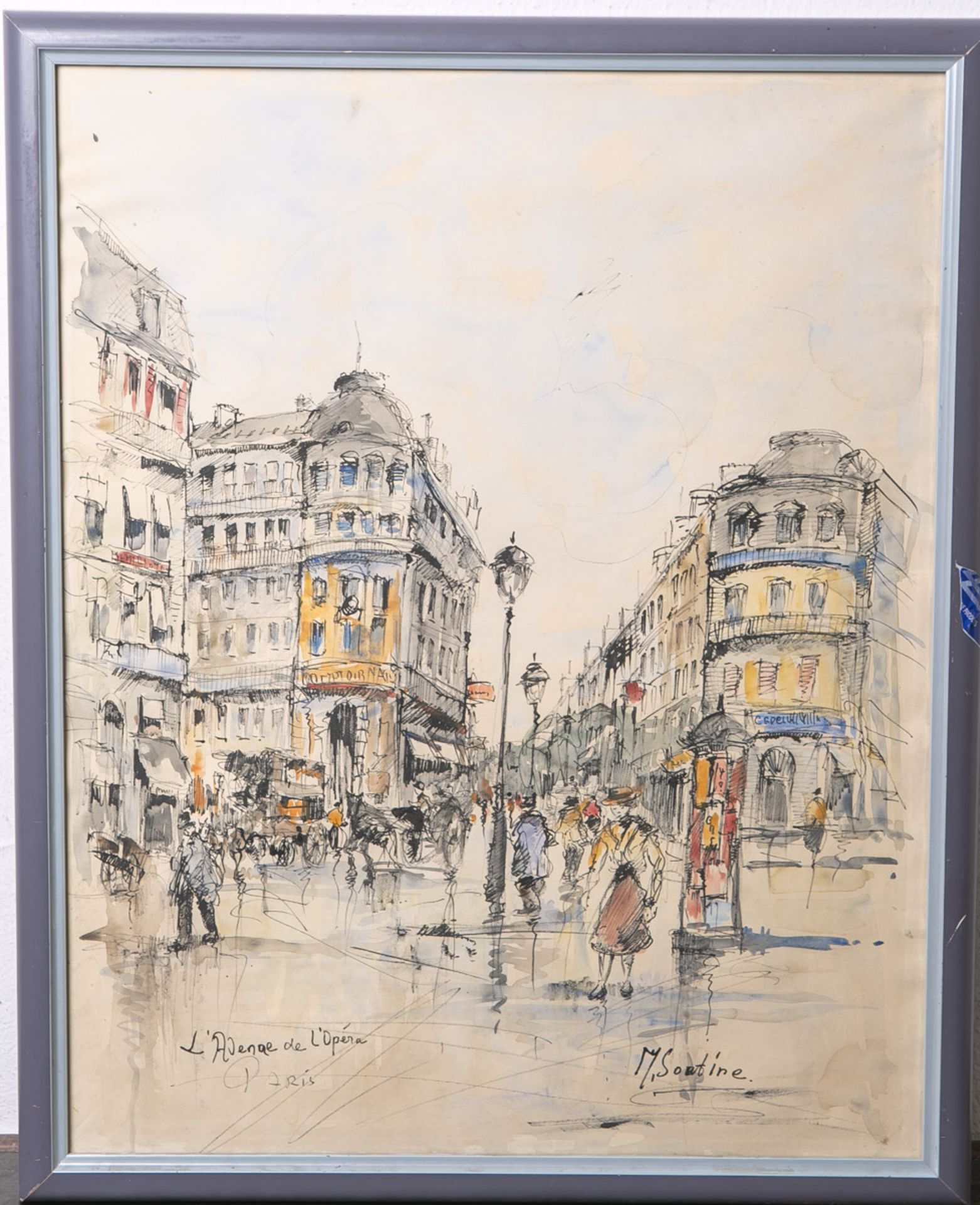 Soutin, Michel (1941 - 1986), "L'Avenue de L'Opera Paris", Aquarell, re. u. sign., li. u.