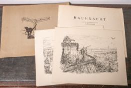 Kubin, Alfred (1877 - 1959), Mappe "Rauhnacht" m. 13 Steinzeichnungen, Vorwort von Otto