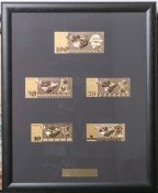 DDR-Geldscheine/Banknoten (5 Stück), in 24 K Gold-Vollveredelung, 5 Mark-100 Mark, ca. 55