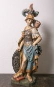 Holzfigur der griechischen Göttin Athena (wohl 19./20. Jahrhundert), vollplastisch